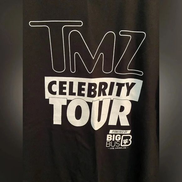 TMZ Celebrity Tour Big Bus Los Angeles Hollywood Black Authentic T-Shirt Sz L - Picture 4 of 7
